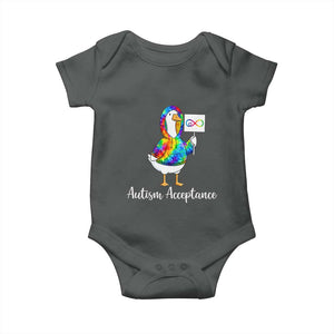 Autism Acceptance Baby Onesie Accept Understand Love Support Neurodivergent TS14 Dark Heather Print Your Wear