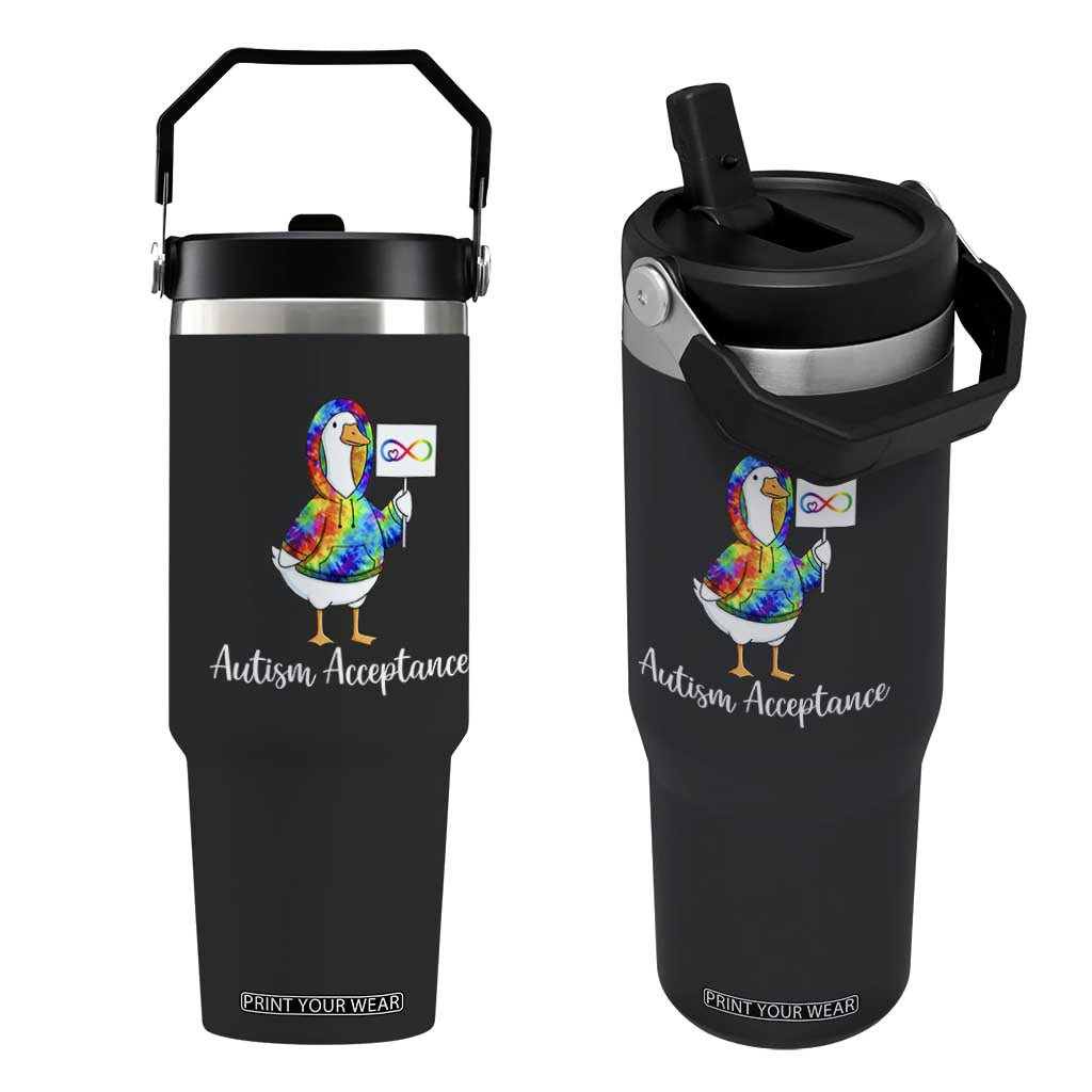 Autism Acceptance Flip Straw Tumbler Accept Understand Love Support Neurodivergent TS14 One Size: 30 oz Black Print Your Wear