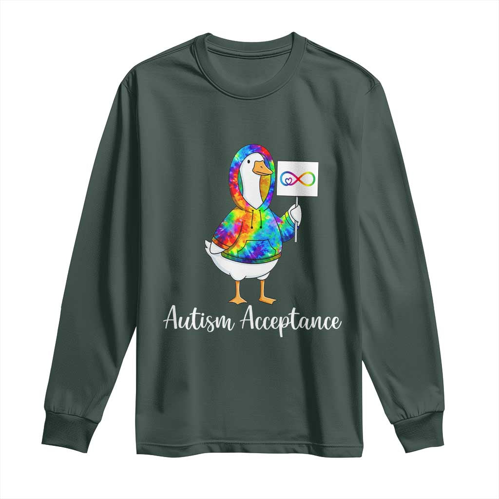 Autism Acceptance Long Sleeve Shirt Accept Understand Love Support Neurodivergent TS14 Dark Forest Green Print Your Wear