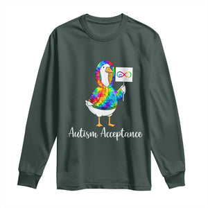 Autism Acceptance Long Sleeve Shirt Accept Understand Love Support Neurodivergent TS14 Dark Forest Green Print Your Wear