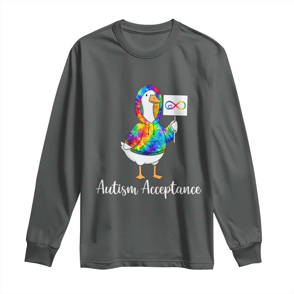 Autism Acceptance Long Sleeve Shirt Accept Understand Love Support Neurodivergent TS14 Dark Heather Print Your Wear