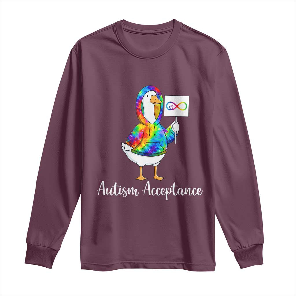 Autism Acceptance Long Sleeve Shirt Accept Understand Love Support Neurodivergent TS14 Maroon Print Your Wear
