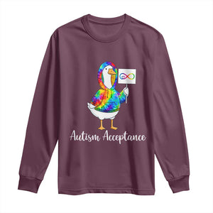 Autism Acceptance Long Sleeve Shirt Accept Understand Love Support Neurodivergent TS14 Maroon Print Your Wear