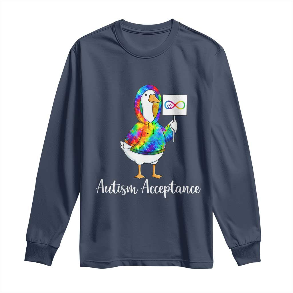Autism Acceptance Long Sleeve Shirt Accept Understand Love Support Neurodivergent TS14 Navy Print Your Wear