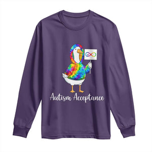 Autism Acceptance Long Sleeve Shirt Accept Understand Love Support Neurodivergent TS14 Purple Print Your Wear