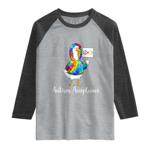 Autism Acceptance Raglan Shirt Accept Understand Love Support Neurodivergent TS14 Heather Gray Heather Charcoal Print Your Wear