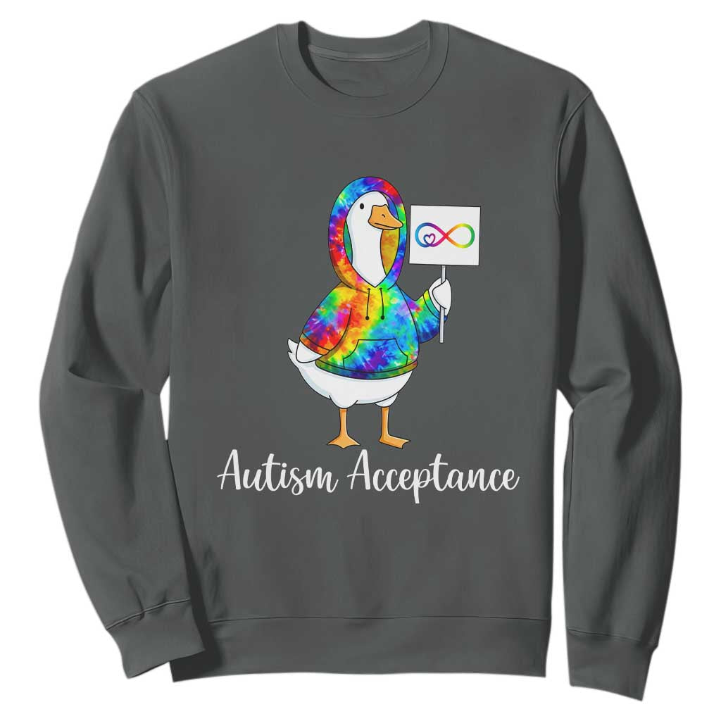 Autism Acceptance Sweatshirt Accept Understand Love Support Neurodivergent TS14 Dark Heather Print Your Wear