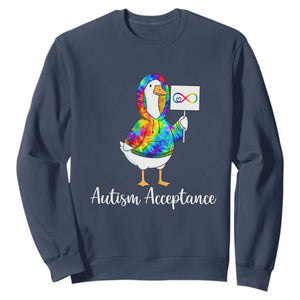 Autism Acceptance Sweatshirt Accept Understand Love Support Neurodivergent TS14 Navy Print Your Wear