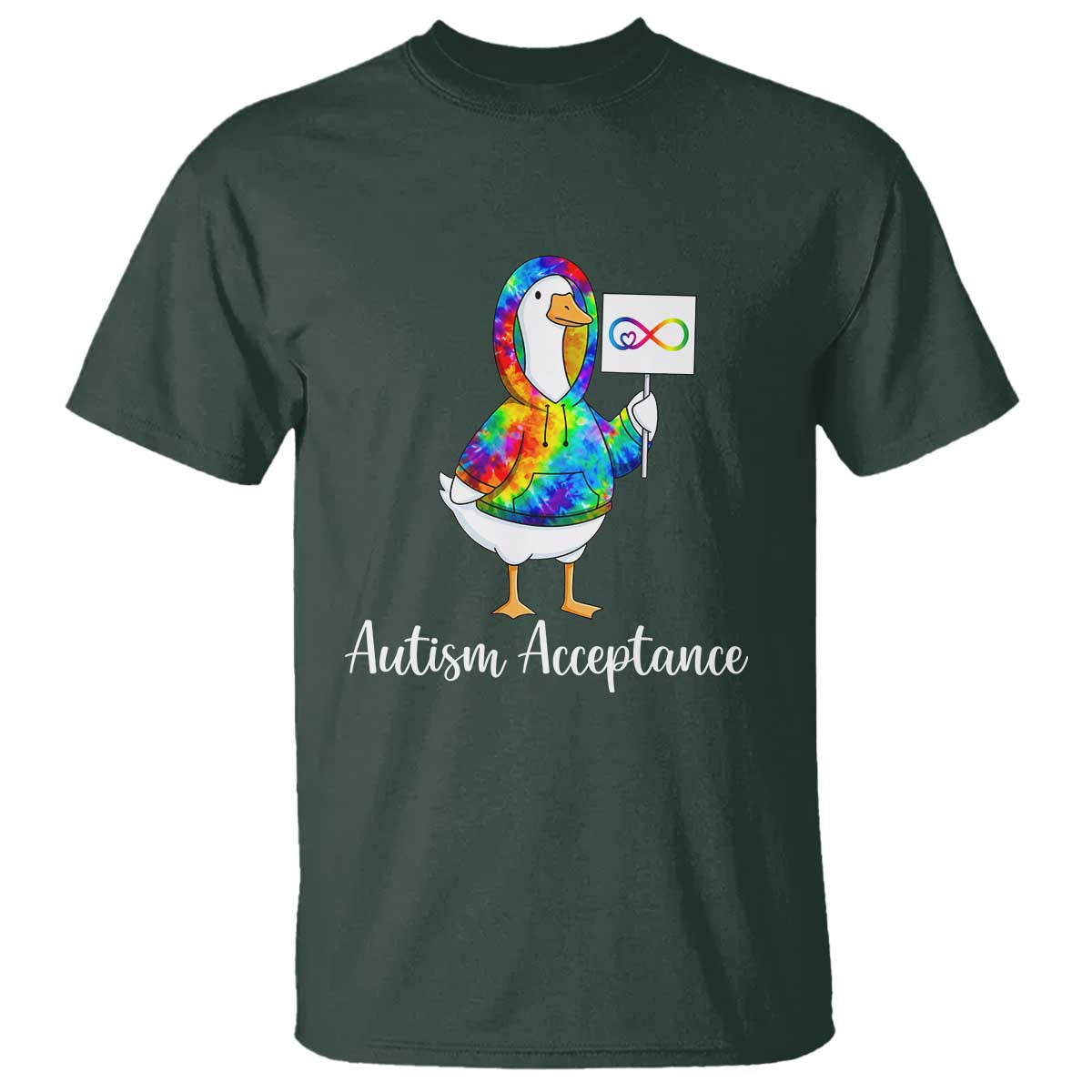 Autism Acceptance T Shirt Accept Understand Love Support Neurodivergent TS14 Dark Forest Green Print Your Wear