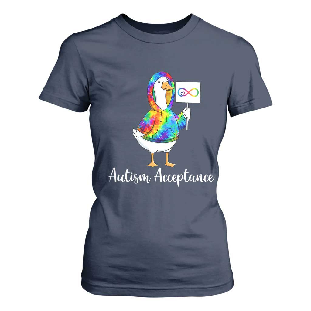 Autism Acceptance T Shirt For Women Accept Understand Love Support Neurodivergent TS14 Navy Print Your Wear