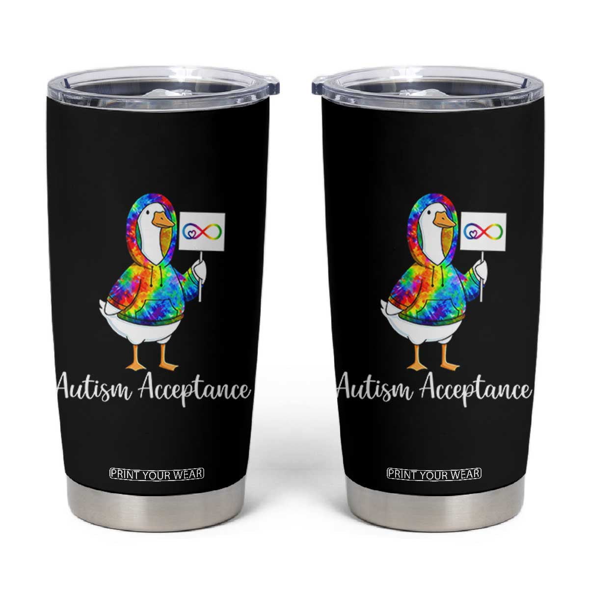 Autism Acceptance Tumbler Cup Accept Understand Love Support Neurodivergent TS14 Black Print Your Wear