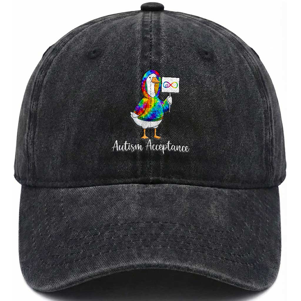 Autism Acceptance Washed Cotton Baseball Cap Accept Understand Love Support Neurodivergent TS14 Print Your Wear