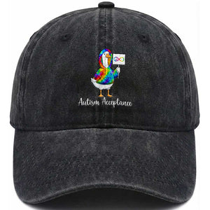 Autism Acceptance Washed Cotton Baseball Cap Accept Understand Love Support Neurodivergent TS14 Print Your Wear