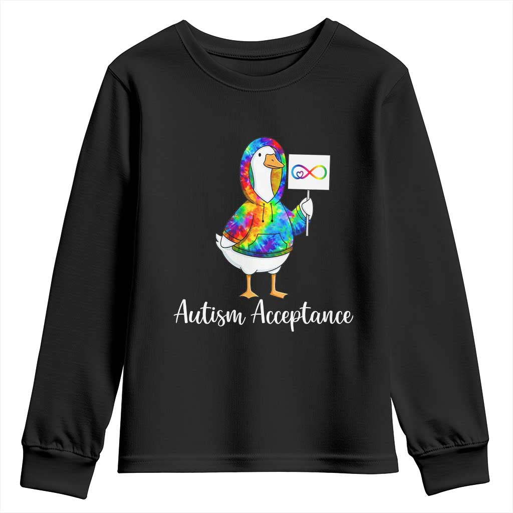 Autism Acceptance Youth Sweatshirt Accept Understand Love Support Neurodivergent TS14 Black Print Your Wear