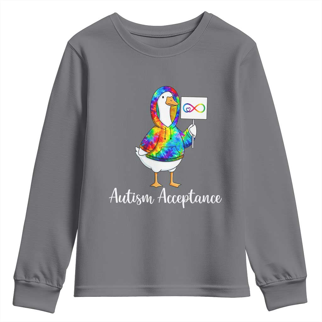 Autism Acceptance Youth Sweatshirt Accept Understand Love Support Neurodivergent TS14 Charcoal Print Your Wear