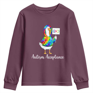 Autism Acceptance Youth Sweatshirt Accept Understand Love Support Neurodivergent TS14 Maroon Print Your Wear
