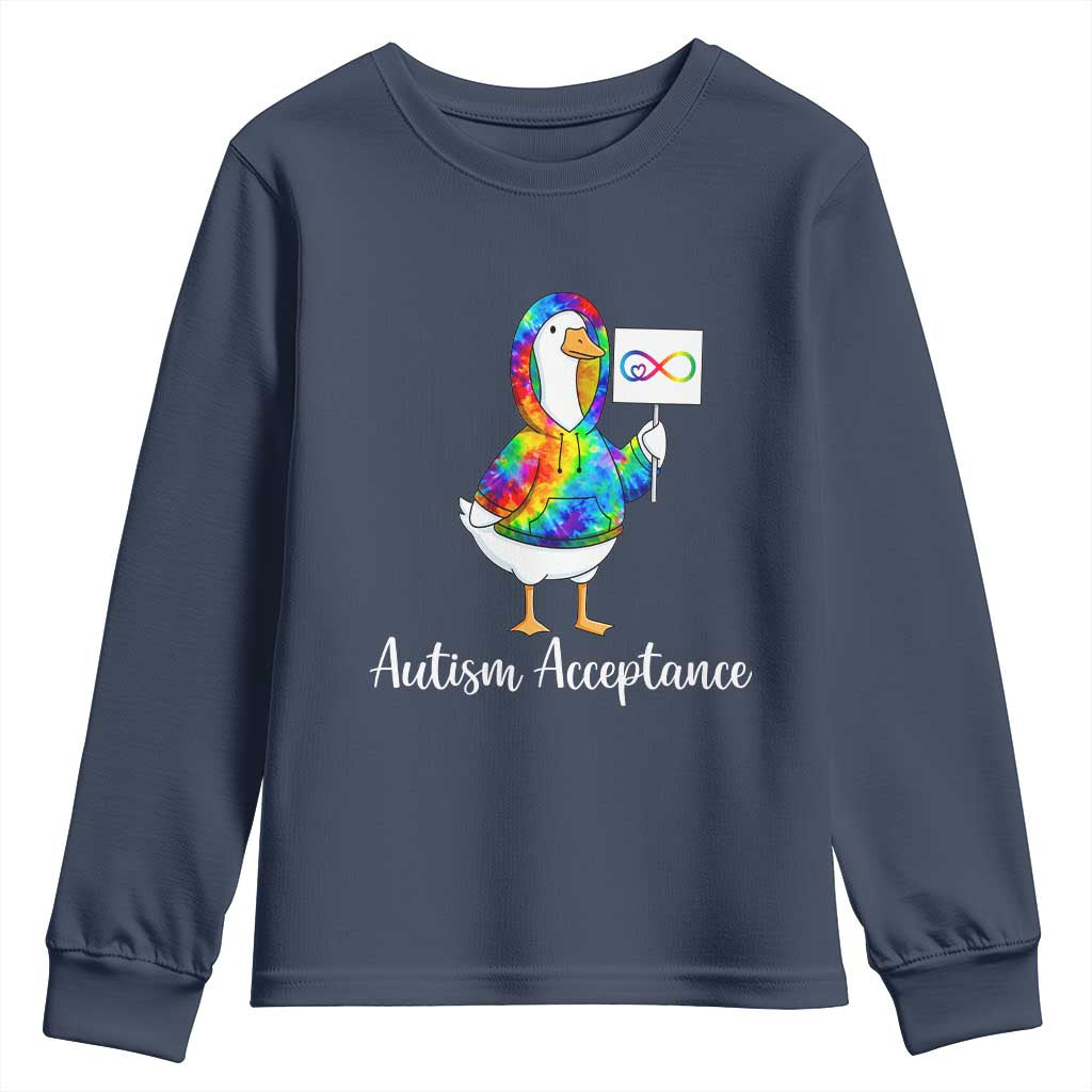 Autism Acceptance Youth Sweatshirt Accept Understand Love Support Neurodivergent TS14 Navy Print Your Wear