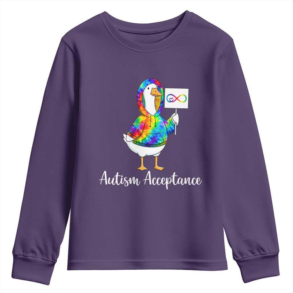Autism Acceptance Youth Sweatshirt Accept Understand Love Support Neurodivergent TS14 Purple Print Your Wear