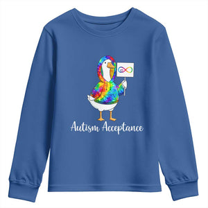 Autism Acceptance Youth Sweatshirt Accept Understand Love Support Neurodivergent TS14 Royal Blue Print Your Wear