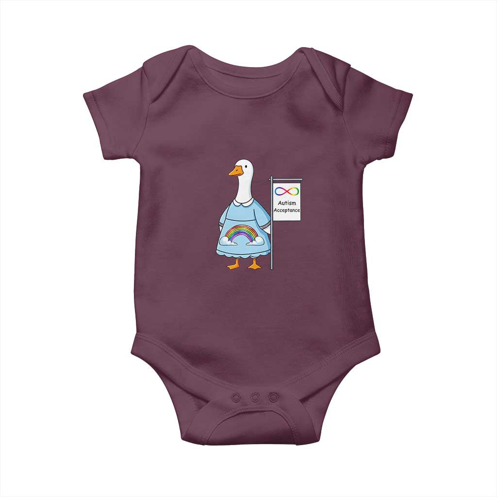 Autism Acceptance Baby Onesie Neurodivergent Awareness Silly Goose Support TS14 Maroon Print Your Wear