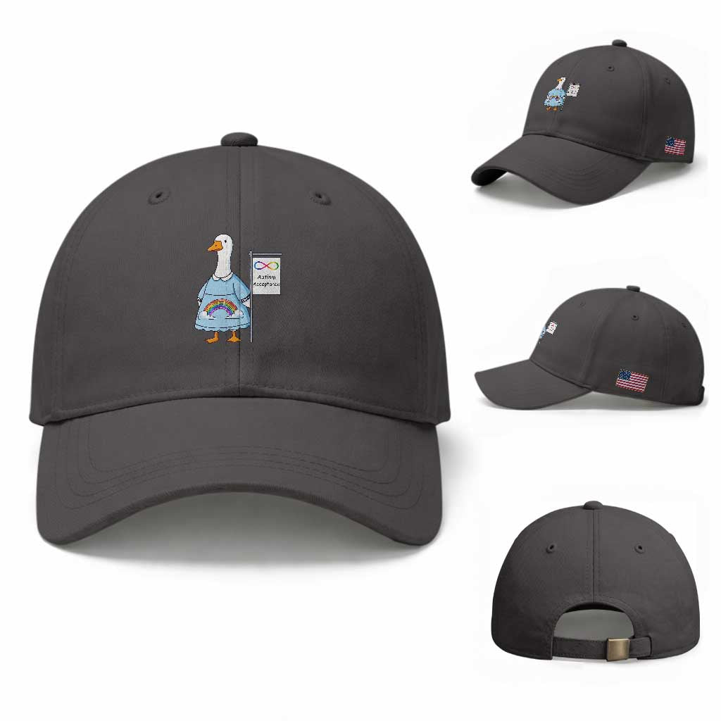 Autism Acceptance Baseball Cap Neurodivergent Awareness Silly Goose Support TS14 Baseball Cap Universal Fit Dark Gray Print Your Wear