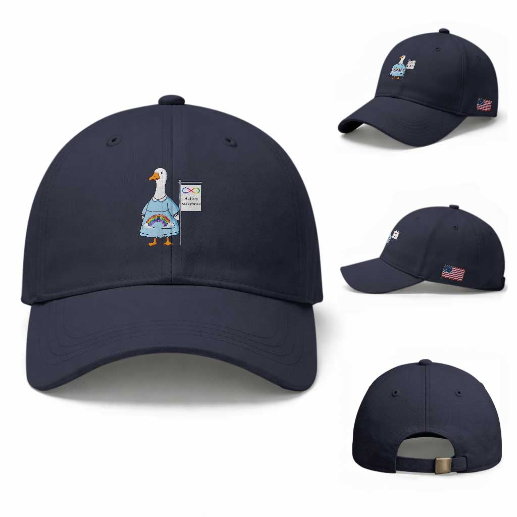 Autism Acceptance Baseball Cap Neurodivergent Awareness Silly Goose Support TS14 Baseball Cap Universal Fit Navy Print Your Wear