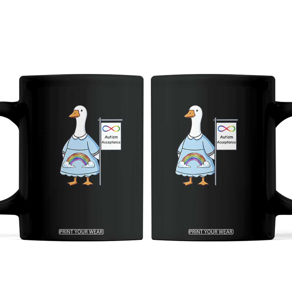 Autism Acceptance Coffee Mug Neurodivergent Awareness Silly Goose Support TS14 Black Print Your Wear