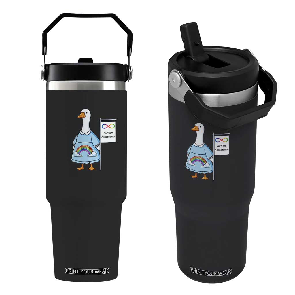 Autism Acceptance Flip Straw Tumbler Neurodivergent Awareness Silly Goose Support TS14 One Size: 30 oz Black Print Your Wear