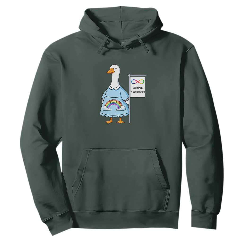 Autism Acceptance Hoodie Neurodivergent Awareness Silly Goose Support TS14 Dark Forest Green Print Your Wear