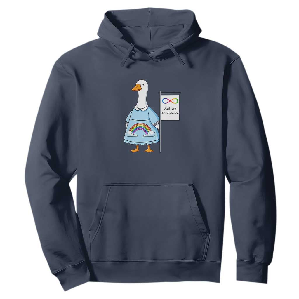 Autism Acceptance Hoodie Neurodivergent Awareness Silly Goose Support TS14 Navy Print Your Wear