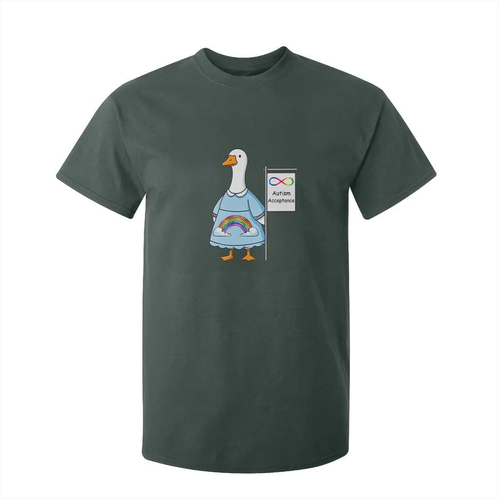 Autism Acceptance T Shirt For Kid Neurodivergent Awareness Silly Goose Support TS14 Dark Forest Green Print Your Wear