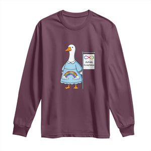 Autism Acceptance Long Sleeve Shirt Neurodivergent Awareness Silly Goose Support TS14 Maroon Print Your Wear