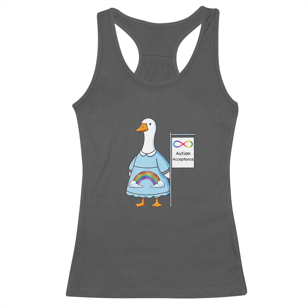 Autism Acceptance Racerback Tank Top Neurodivergent Awareness Silly Goose Support TS14 Dark Heather Print Your Wear