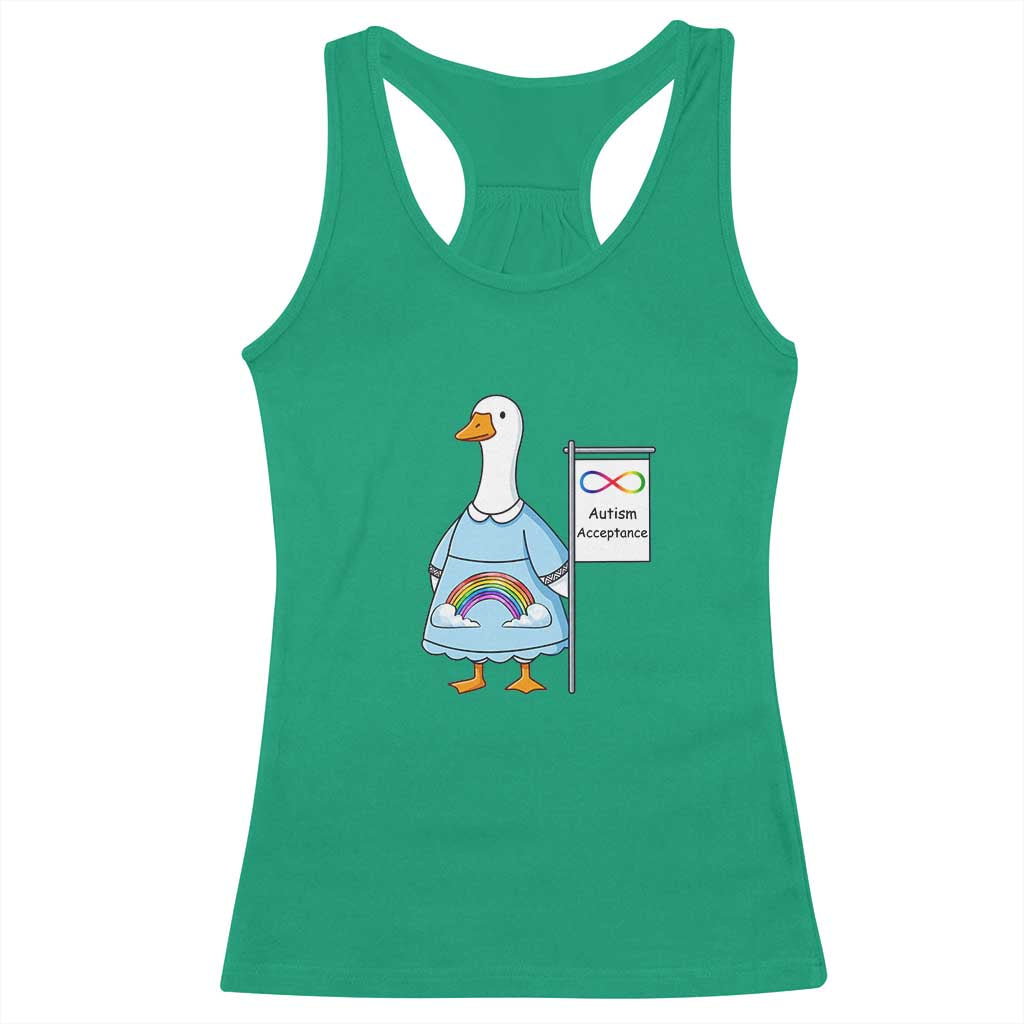 Autism Acceptance Racerback Tank Top Neurodivergent Awareness Silly Goose Support TS14 Irish Green Print Your Wear