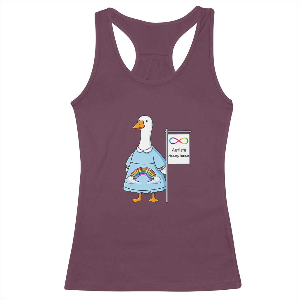 Autism Acceptance Racerback Tank Top Neurodivergent Awareness Silly Goose Support TS14 Maroon Print Your Wear