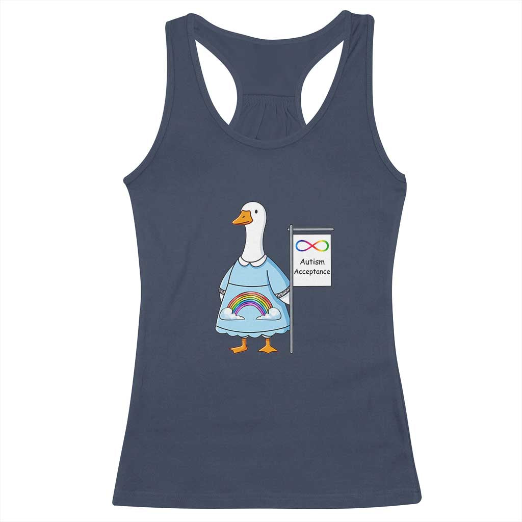 Autism Acceptance Racerback Tank Top Neurodivergent Awareness Silly Goose Support TS14 Navy Print Your Wear