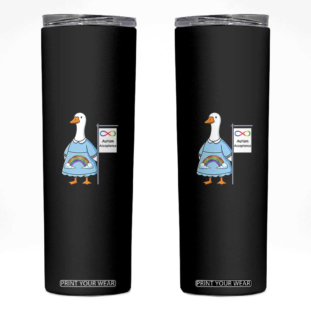 Autism Acceptance Skinny Tumbler Neurodivergent Awareness Silly Goose Support TS14 Black Print Your Wear