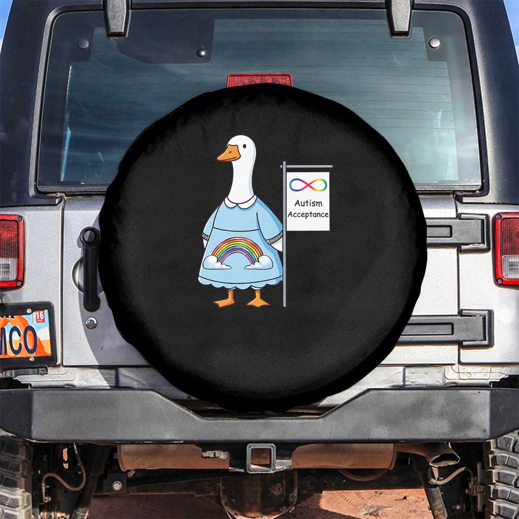 Autism Acceptance Spare Tire Cover Neurodivergent Awareness Silly Goose Support TS14 No hole Black Print Your Wear