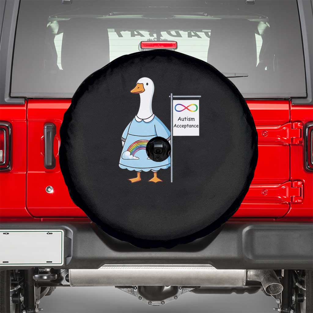 Autism Acceptance Spare Tire Cover Neurodivergent Awareness Silly Goose Support TS14 Black Print Your Wear