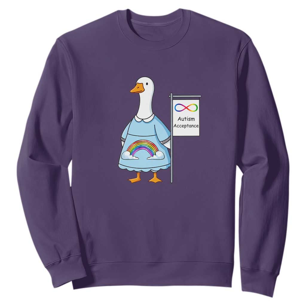 Autism Acceptance Sweatshirt Neurodivergent Awareness Silly Goose Support TS14 Purple Print Your Wear