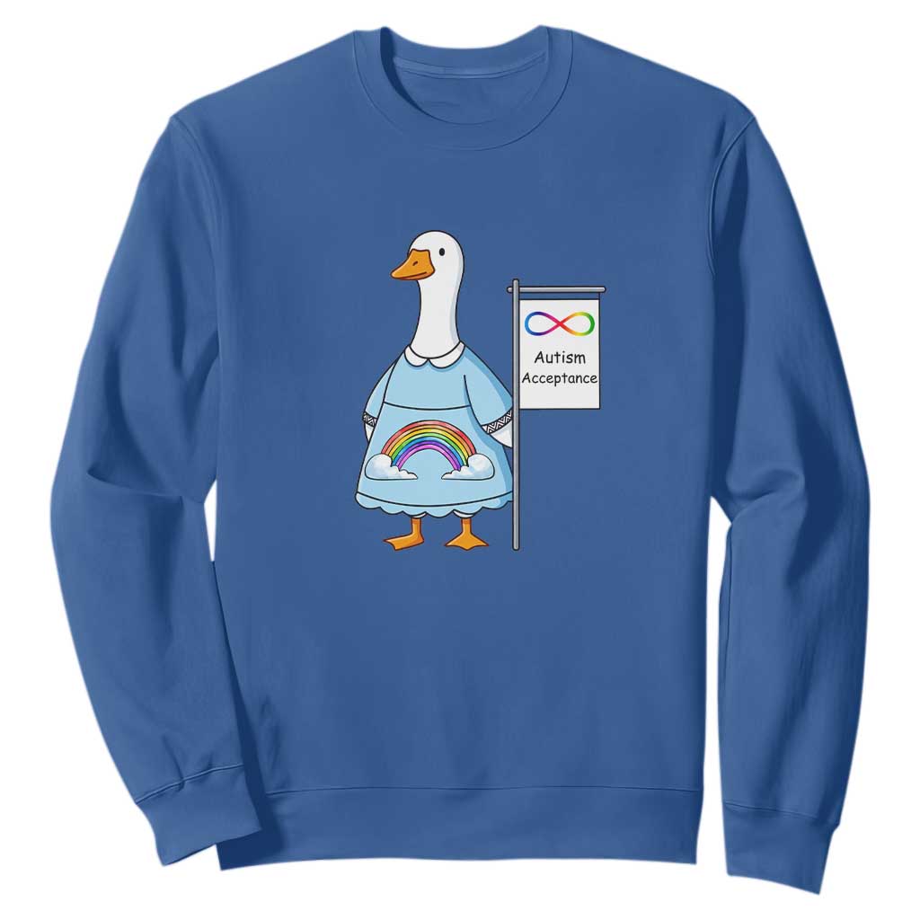 Autism Acceptance Sweatshirt Neurodivergent Awareness Silly Goose Support TS14 Royal Blue Print Your Wear