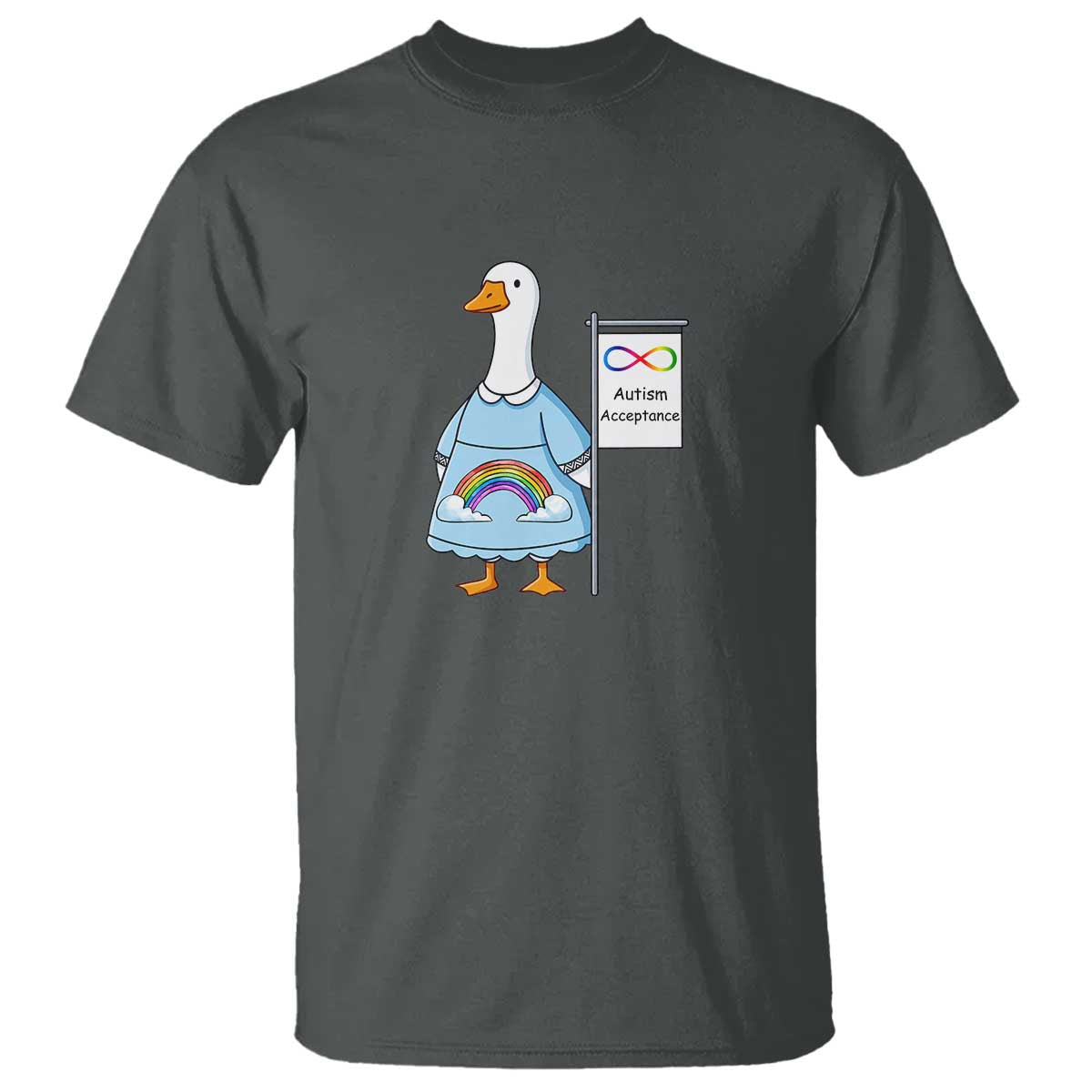 Autism Acceptance T Shirt Neurodivergent Awareness Silly Goose Support TS14 Dark Heather Print Your Wear