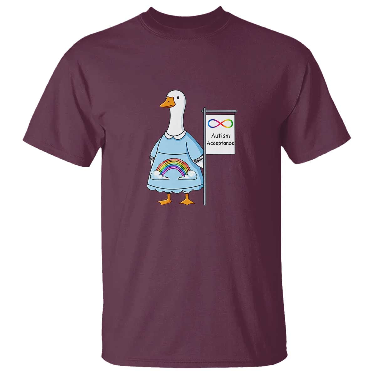 Autism Acceptance T Shirt Neurodivergent Awareness Silly Goose Support TS14 Maroon Print Your Wear