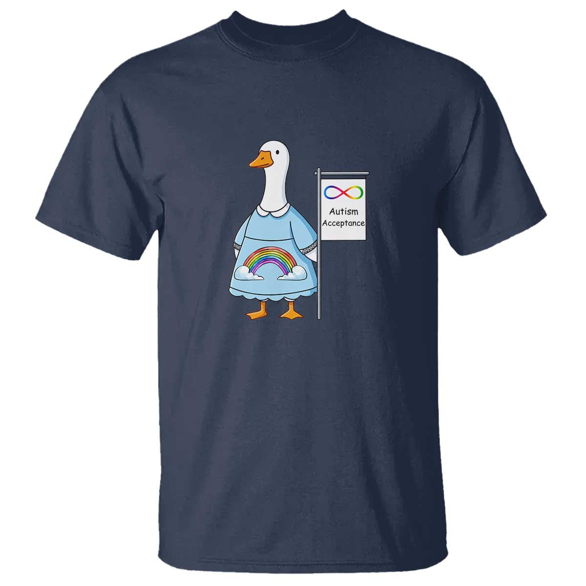 Autism Acceptance T Shirt Neurodivergent Awareness Silly Goose Support TS14 Navy Print Your Wear