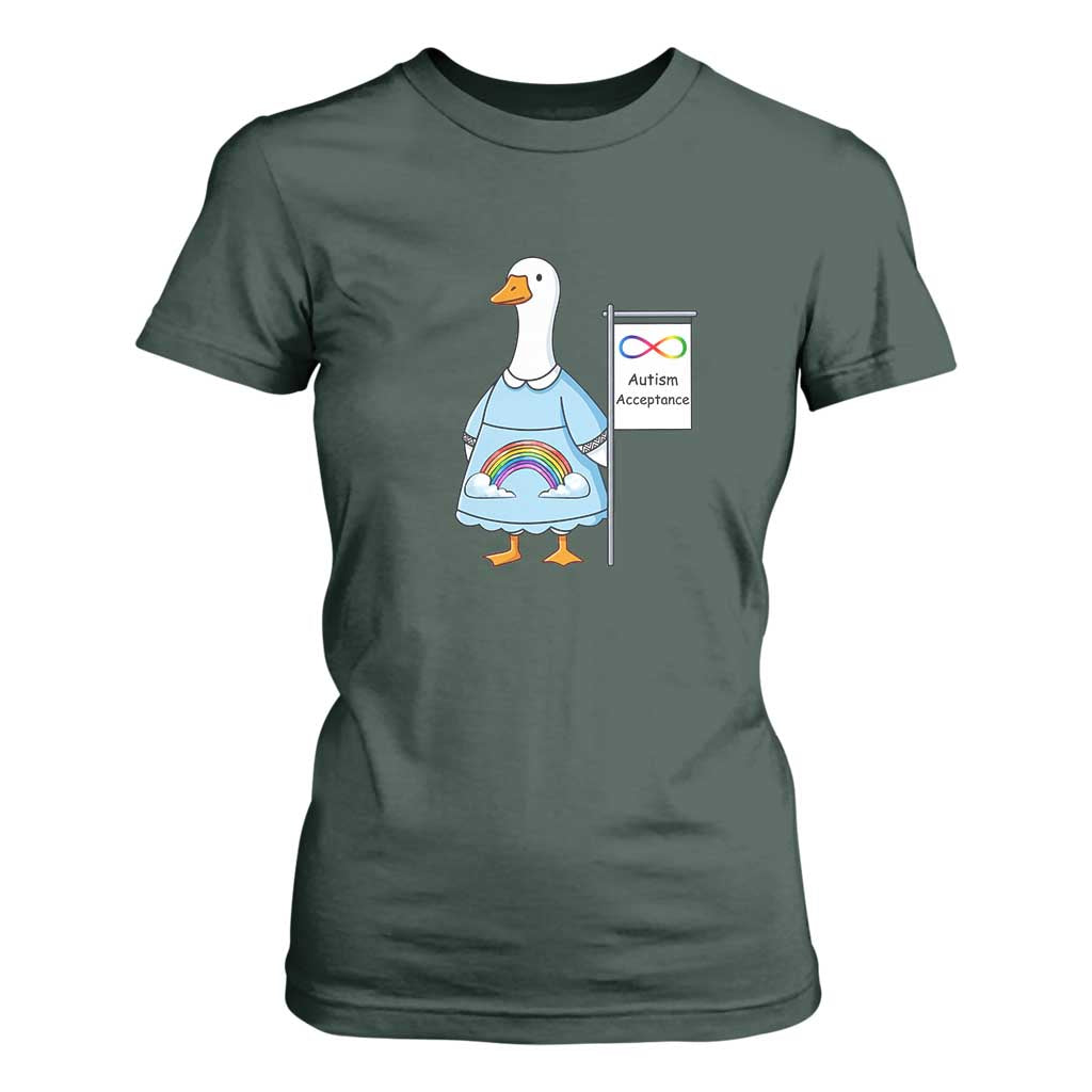Autism Acceptance T Shirt For Women Neurodivergent Awareness Silly Goose Support TS14 Dark Forest Green Print Your Wear