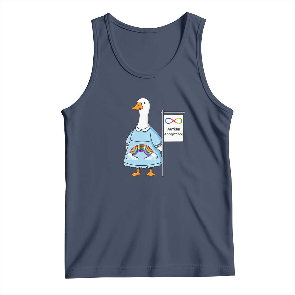 Autism Acceptance Tank Top Neurodivergent Awareness Silly Goose Support TS14 Navy Print Your Wear
