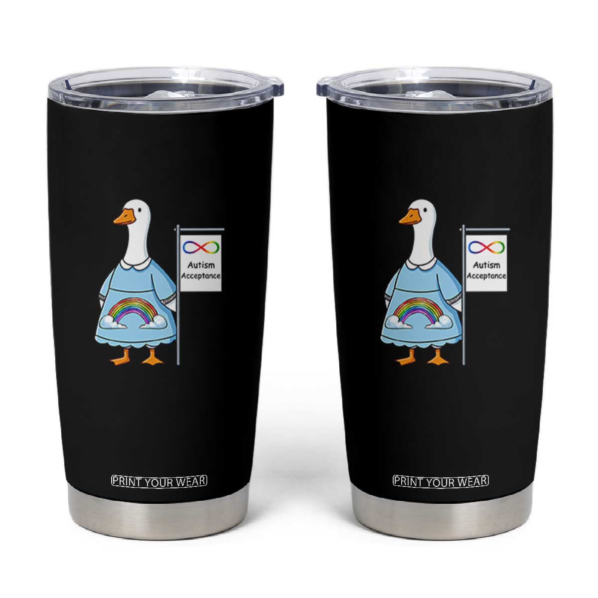 Autism Acceptance Tumbler Cup Neurodivergent Awareness Silly Goose Support TS14 Black Print Your Wear