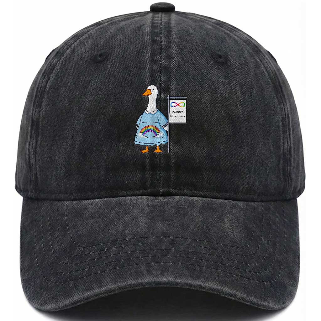 Autism Acceptance Washed Cotton Baseball Cap Neurodivergent Awareness Silly Goose Support TS14 Print Your Wear