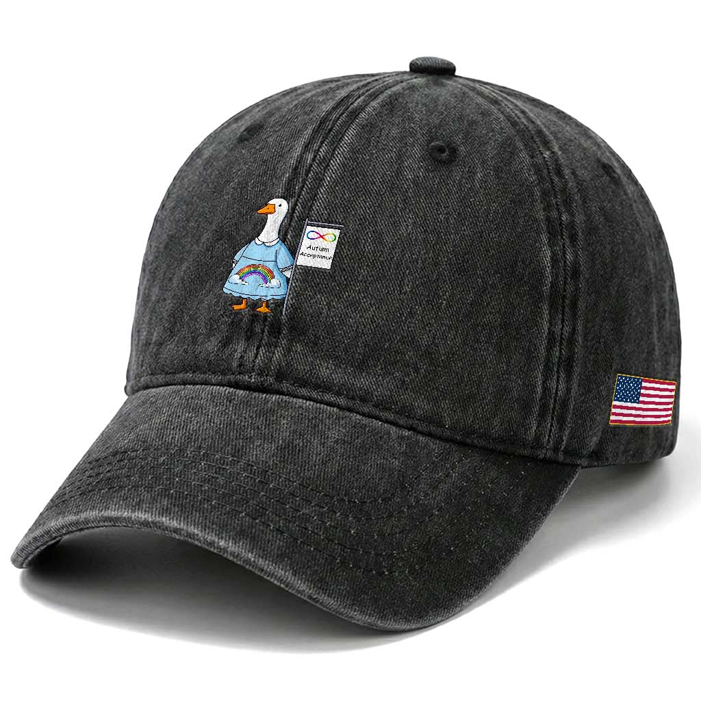 Autism Acceptance Washed Cotton Baseball Cap Neurodivergent Awareness Silly Goose Support TS14 Print Your Wear