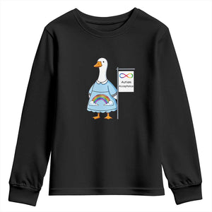 Autism Acceptance Youth Sweatshirt Neurodivergent Awareness Silly Goose Support TS14 Black Print Your Wear